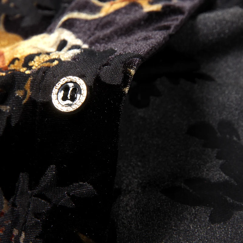 Рубашки для мужчин с длинным рукавом шелковое Золотое бархатное платье рубашка