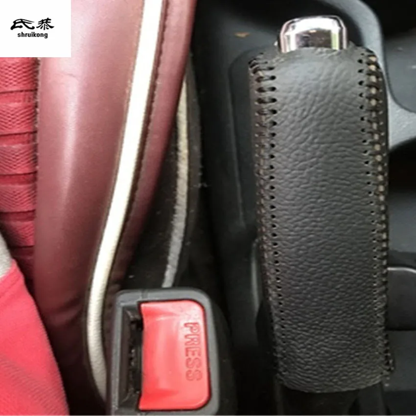 AT / MT 1pc genuine leather Gear lever and parking brake hand brake cover for 2011- KIA RIO