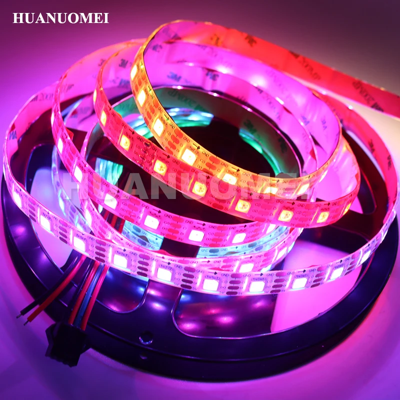 5V 5M 60Pixels/m APA102 Addressable RGB LED Strip Light 5050 SMD Pixel Flexible Tape TV Lamp,White PCB,Waterproof IP65