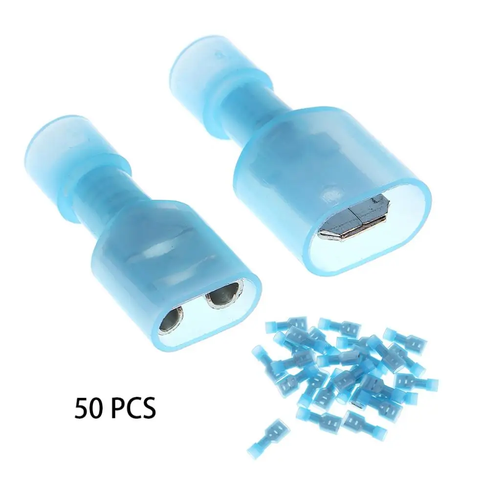 50pcs Mini Nylon Terminator Set 16-14AWG Blue Fully Insulated Wire Cable Connector Male and Female Electrical Crimp | Обустройство