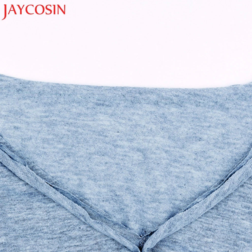 JAYCOSIN Женская Сексуальная Однотонная футболка с v образным вырезом женская