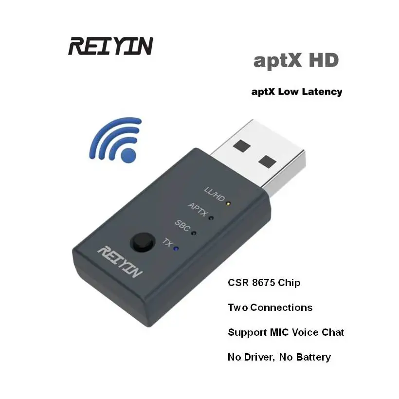 USB аудио передатчик aptX HD CSR8675 Bluetooth 5 0 адаптер звуковой карты для ПК ноутбука