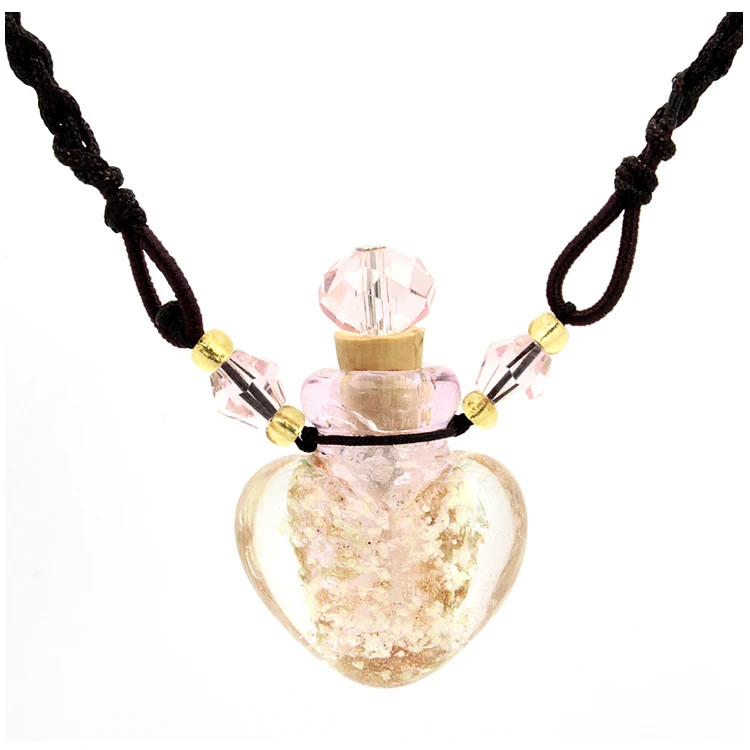 Сердце Золото песок стеклянная бутылка подвески для ароматерапии 23 мм эфирное