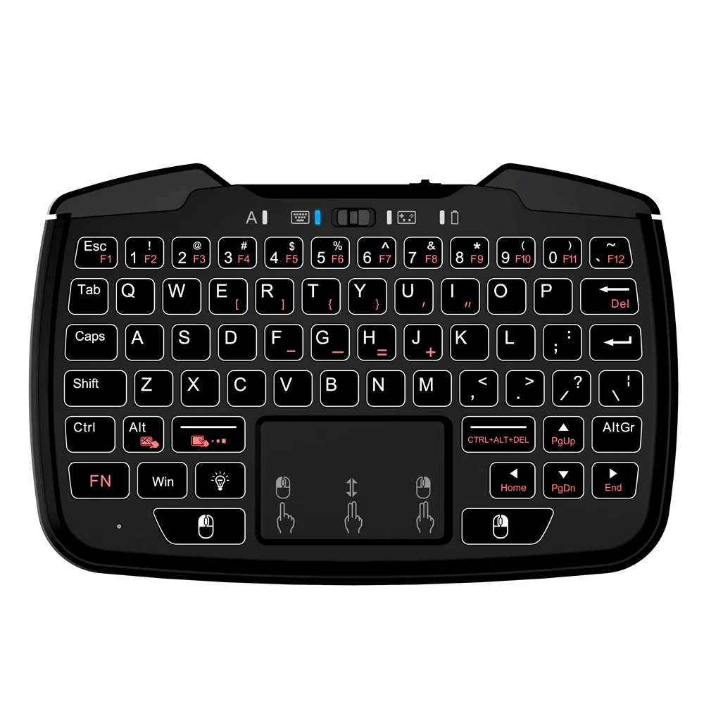 Rii RK707 2,4 ГГц беспроводной игровой контроллер Клавиатура Мышь комбо с тачпадом белая подсветка турбо Вибрация функция для Smart tv