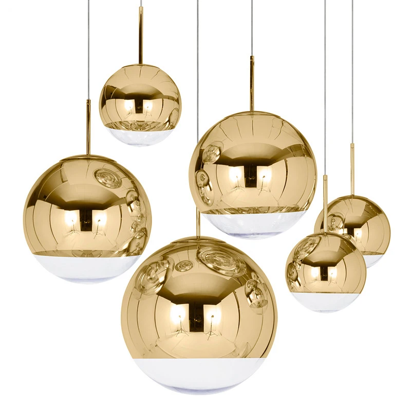 Attractive Copper/Sliver Glass Shade Silver Inside Mirror Pendant Light E27 LED Lamp Ball Indoor Living Room Lamps | Освещение