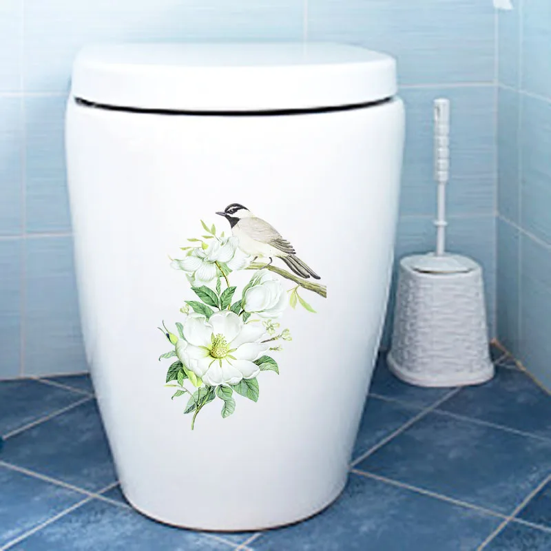 YOJA 17,5X23,4 см, Современный художественный декор для гостиной, домашний декор, Настенная Наклейка для туалета, птицы на ветках цветов, T3-1170
