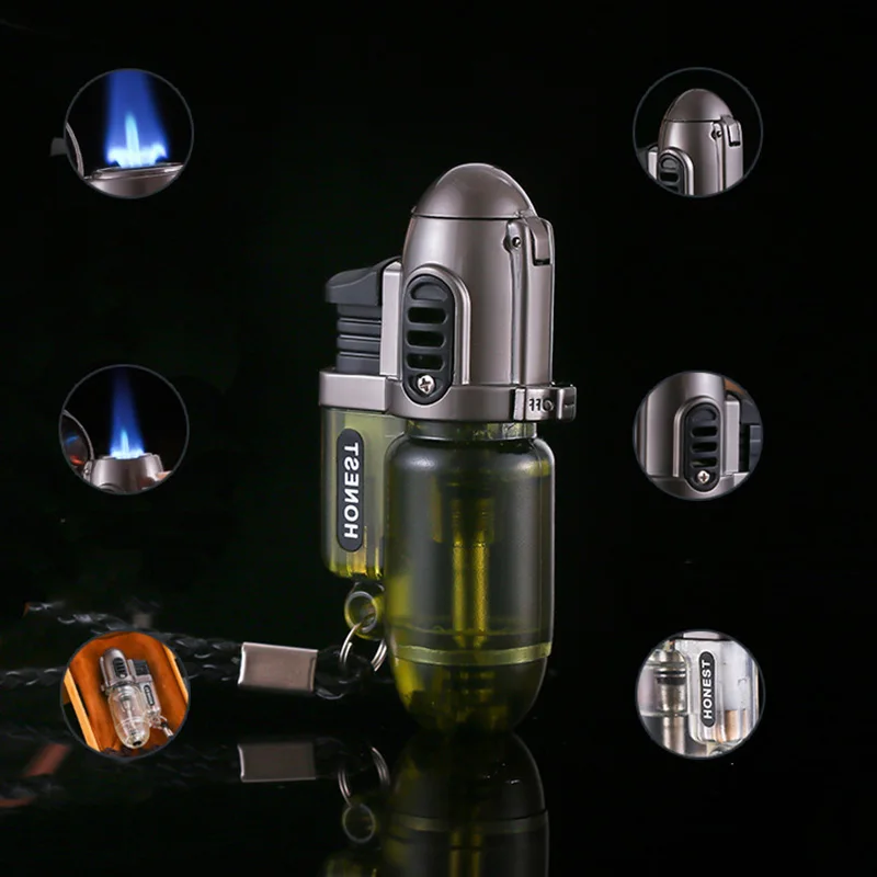 100 шт./лот мини струйная Зажигалка HONEST надувная ветрозащитная Бутановая газовая