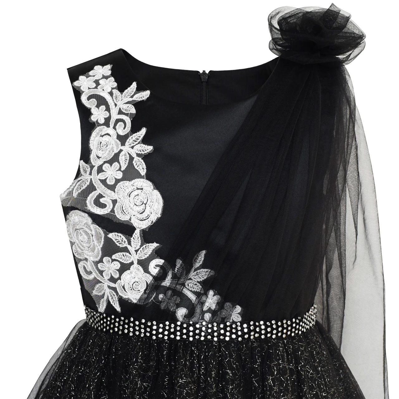 Girls Dress Black Sparkling Tulle Lace Party Prom Gown 2020 Summer Princess Wedding Dresses Kids Clothes Size 6-12 Carnival | Детская