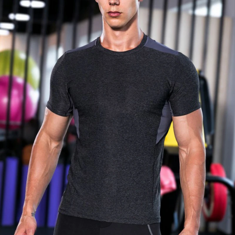 

T-Shirt Men Running T Shirt Quick Dry Compression Sportwear Fitness Gym Short Sleeve Jogging Tops Tee Tshirt Bodybuilding