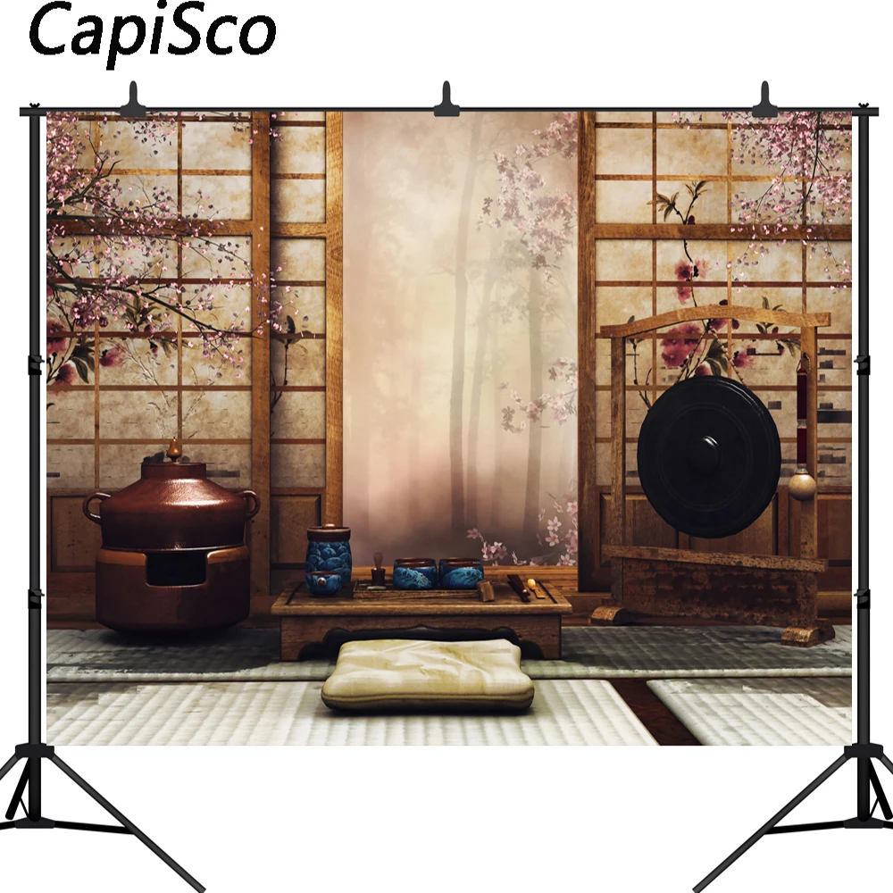 Capisco backdrop for photographic studio Japan style Tea set classic room flower forest professional background photobooth | Электроника