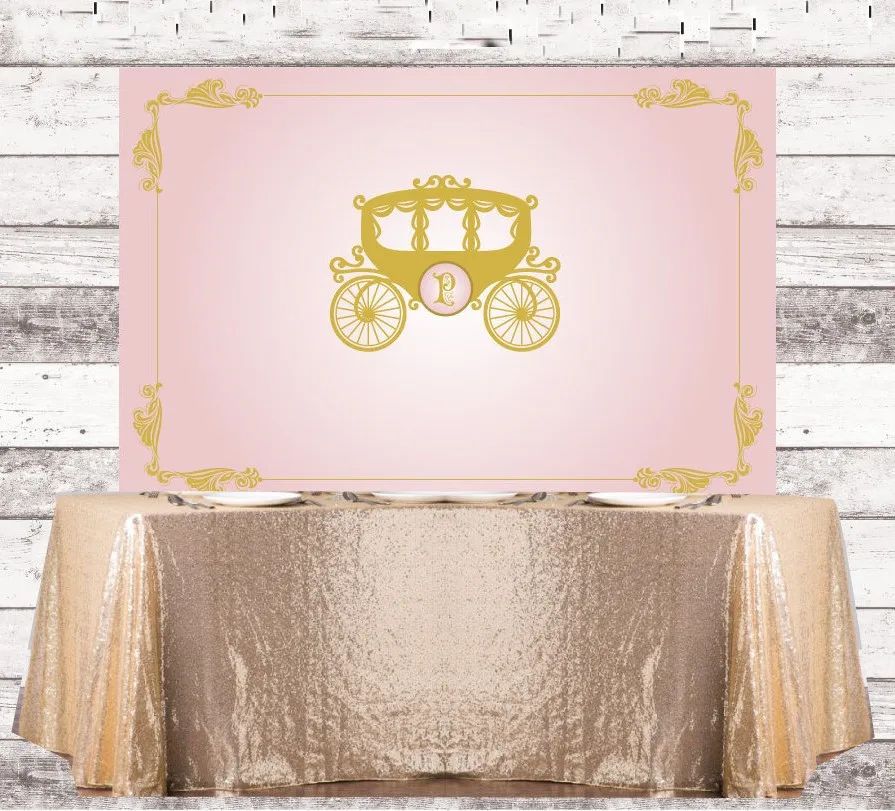 

Пользовательские Розовые и золотые фоны для студийной фотосъемки с изображением каретки принцессы высокое качество компьютерная печать В...