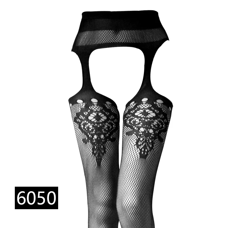 6050 Женские Сексуальные Чулки Нижнее белье пояс с подвязками в полоску эластичные чулки черные чулки в сетку облегающие прозрачные колготки Колготки Прямая поставка - Цвет: 6050