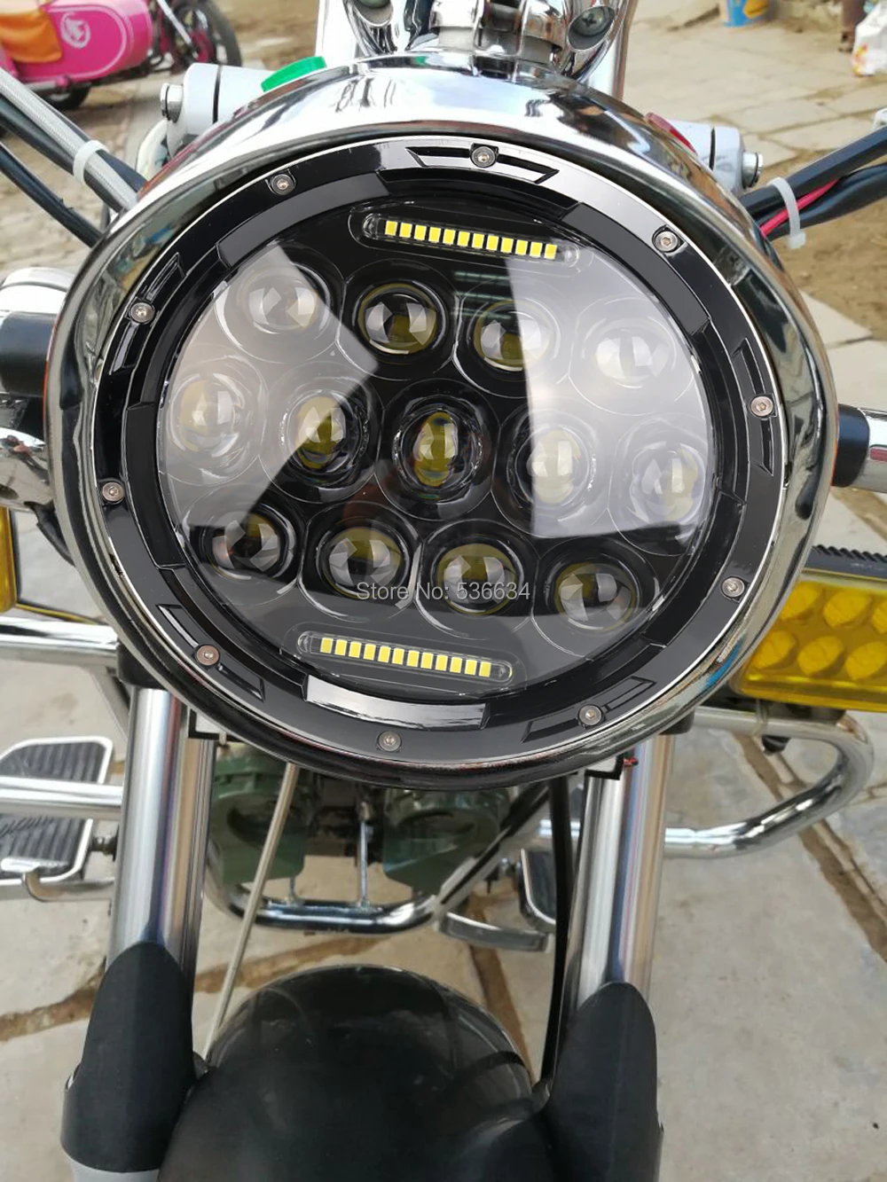 

7" LED Projector Headlight Hi/Low Beam DRL+4.5 Inch LED Passing Lamps Halo DRL Fog Light for Heritage Softail