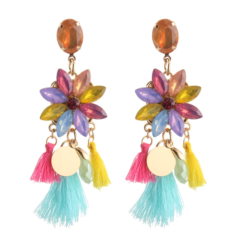 Серьги подвески NeeFu WoFu большие брендовые серьги из полимера с кисточками и