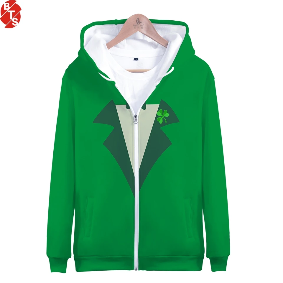 

Худи на молнии с 3D принтом на День Св. Патрика, женские/мужские модные толстовки с длинным рукавом и капюшоном, Лидер продаж 2019, повседневная ...