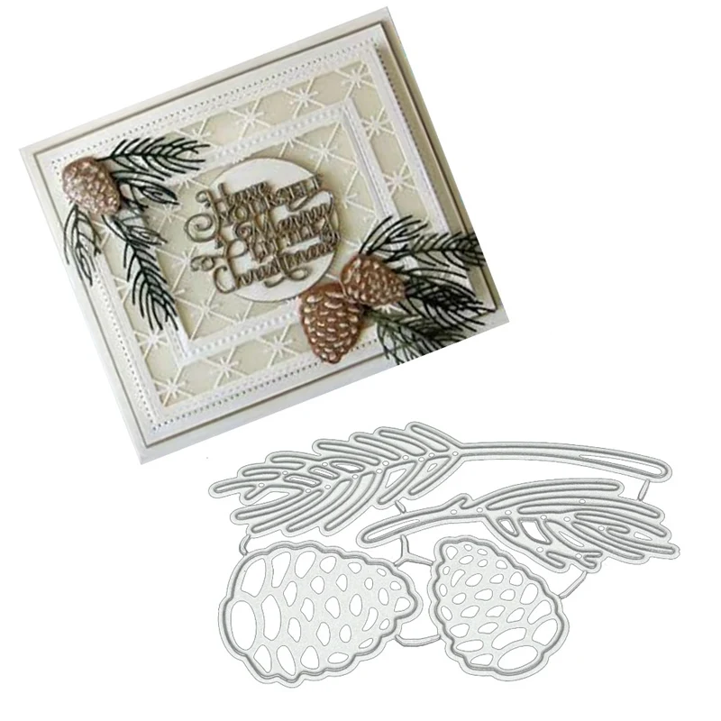 Металлические штампы 4 шт. рождественские сосновые конусы для скрапбукинга