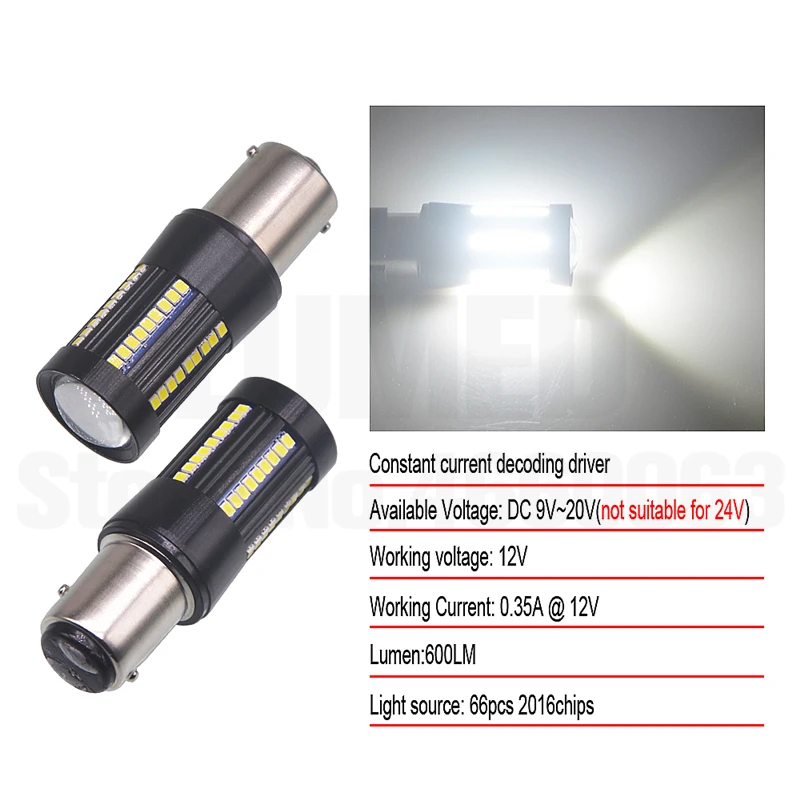 

10x P21W led 1156 600LM p21/5w 1157 Car 66 LED bay15d Auto DRL 2016 SMD 12V Stop Reverse Light