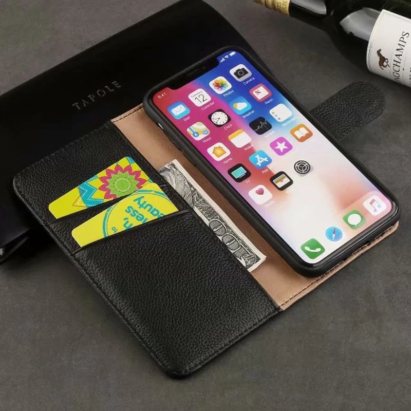Для iphone 4 4S 5 5S SE 6 6S plus 6s Чехол-бумажник из натуральной кожи для 7 8 X защита всего