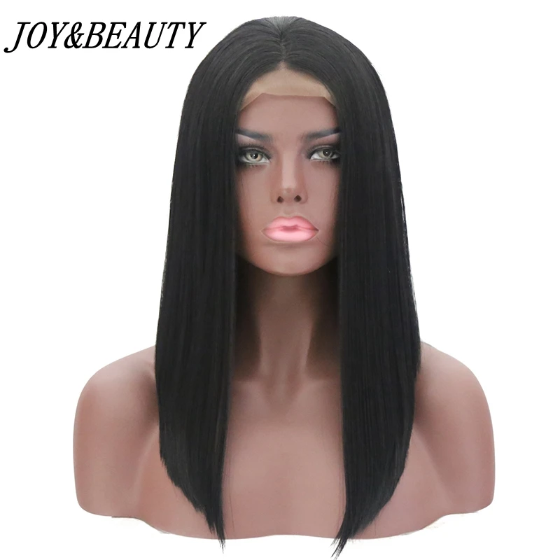 JOY & BEAUTY натуральные черные 1B #16 дюймовые короткие прямые волосы средняя часть