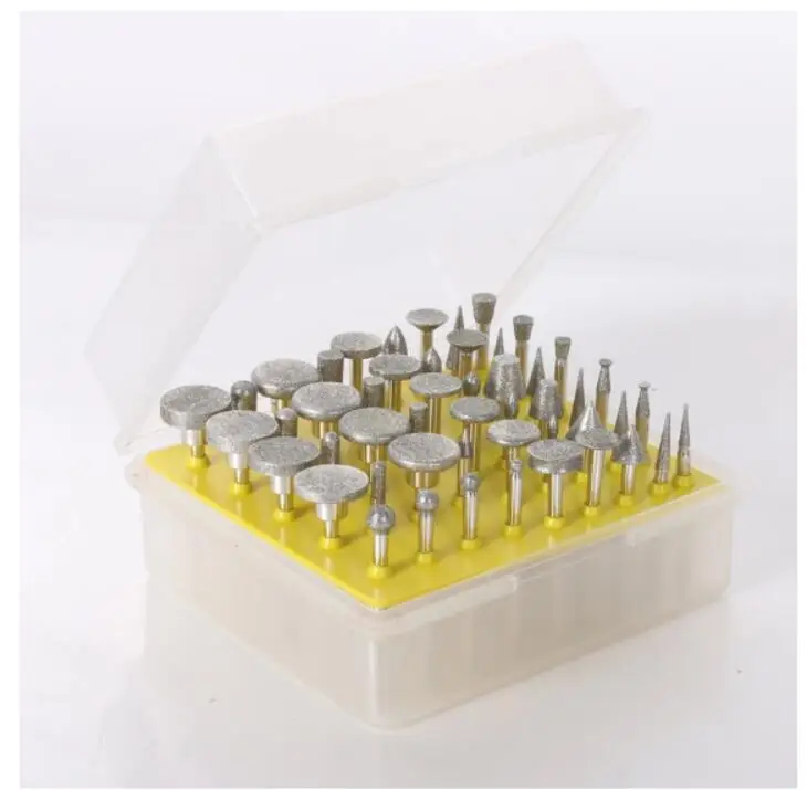 

50 PCS DIY Metalworking Grinding Plating Diamond Coated Rotary Burrs Fits Dremel Rotary Tool for Stone/Ceramic/Glass/Carbide/Gem