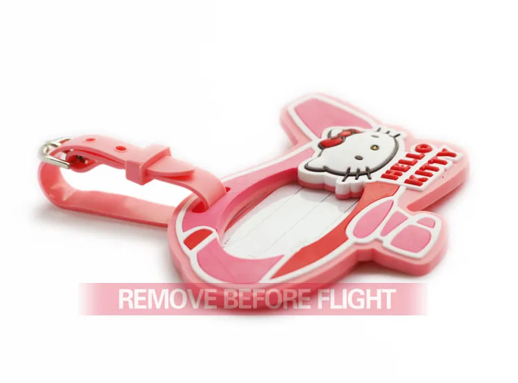 Женщины hello kitty самолет дорожные багажные бирки 3D личности милый специальный мультфильм самолет ярлык дамской сумки розовый/синий/черный