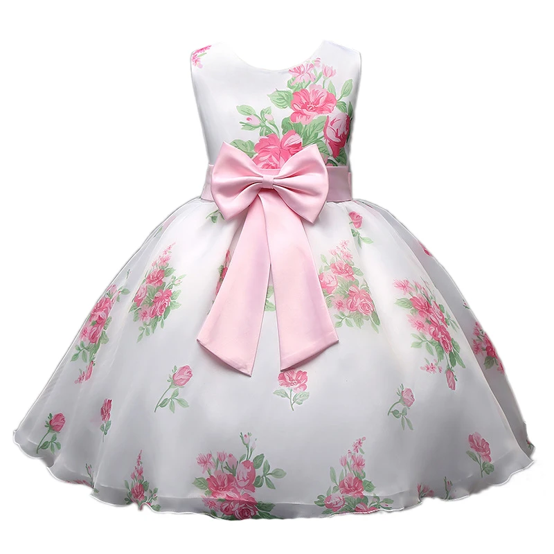 Весенние платья принцессы для девочек Розовые Бальные с розами Свадебное платье