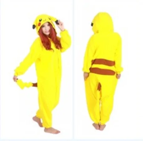 pikachu Новые костюмы для косплея для женщин и мужчин, Розовая пантера, кролик, попугай, ежик, пижама в стиле супергероя, Комбинезоны из флиса, вечерние платья на Хэллоуин - Цвет: pikachu