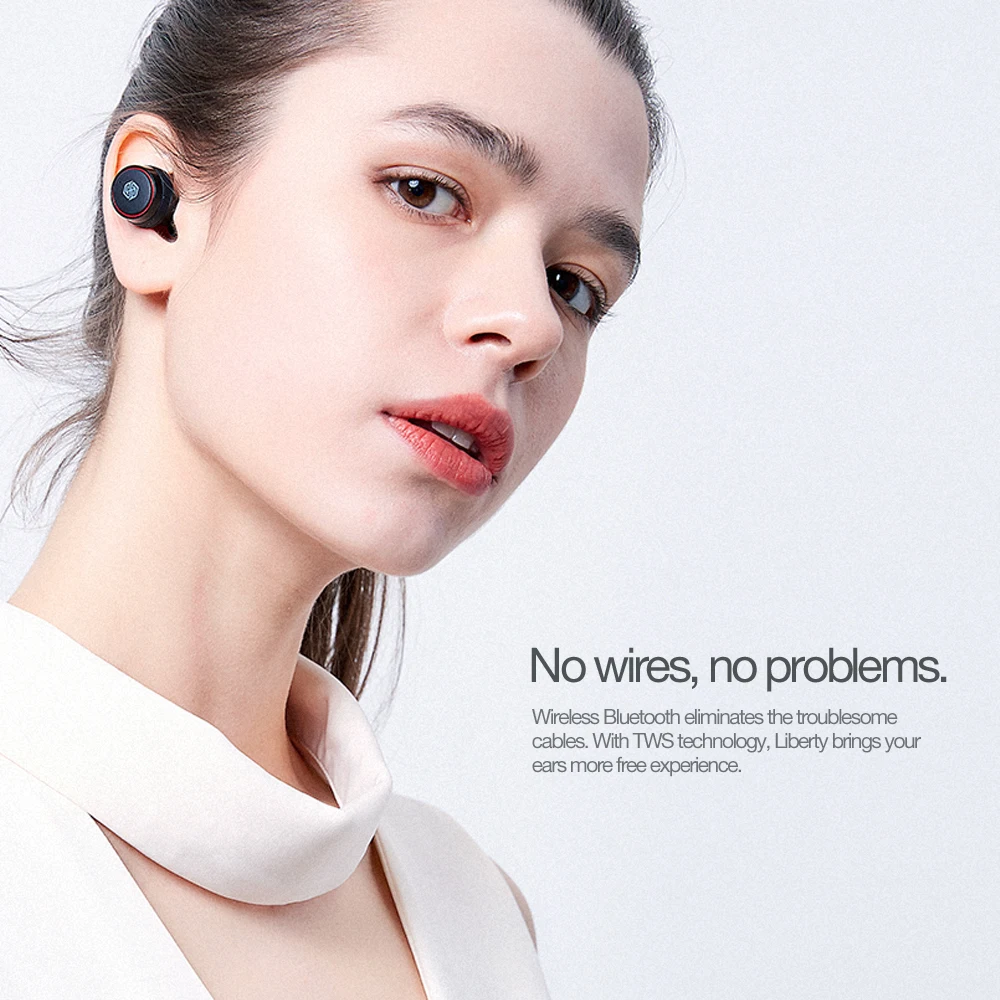NILLKIN наушники-вкладыши TWS с 5,0 Bluetooth наушники 3D стерео беспроводные наушники с микрофоном, IPX4 в соответствии со стандартом водонепроницаемости Handsfree с зарядный чехол