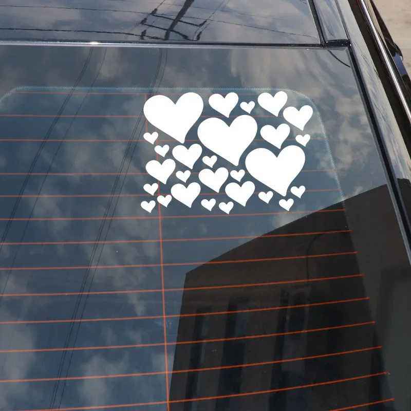 

QYPF 17CM*12.1CM Creative Love Heart Romantic Car Window Sticker Decal Black/Silver Vinyl C15-0626