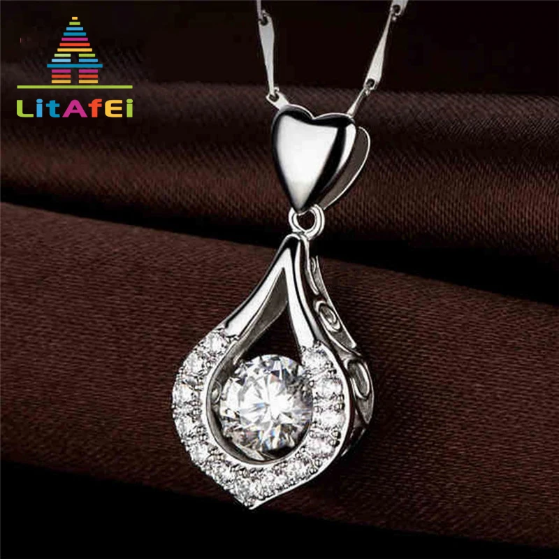 Капли воды ожерелье в виде сердца 2 цвета красный/прозрачный CZ Jewelry Мода стиль