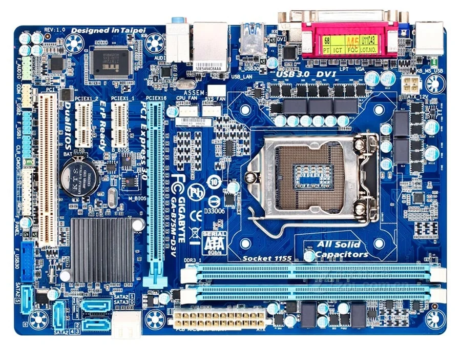 Gigabyte GA-B75M-D3V оригинальная материнская плата LGA 1155 DDR3 16G B75 B75M D3V настольная системная плата используется DVI VGA DDR3