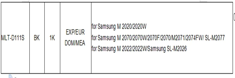 Mlt-d111s D111S 111S D111 совместимый тонер-картридж для samsung M 2070W 2070F 2070 M2071 2074FW 2022W SL-M2077 SL-M2026