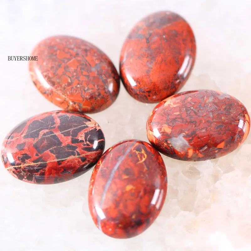 Breciated Jasper 18x25 мм овальный кабошон 5 шт. натуральный камень бисер для изготовления ожерелья браслет серьги Сердолик Лабрадорит Lapis Howlite - Цвет: Breciated Jasper