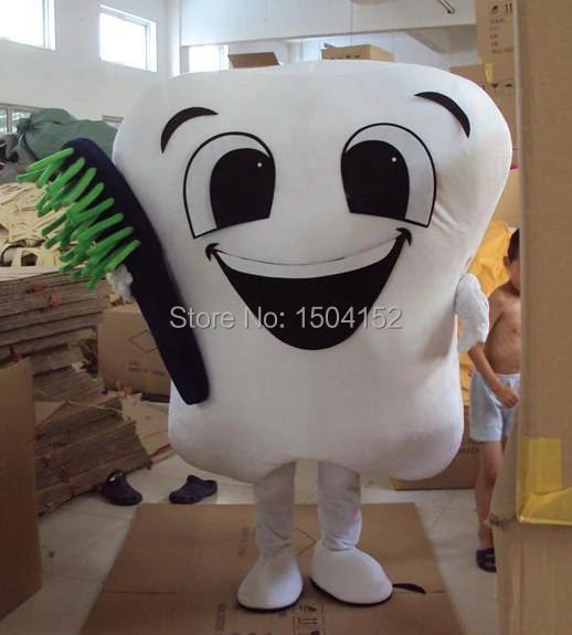 Новый брендовый костюм талисмана с зубами Карнавальные костюмы Необычная одежда