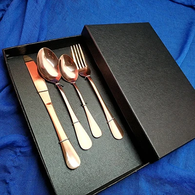 with gift box Лидер продаж 4 шт. Радужная посуда кухонный нож из нержавеющей стали вилка столовая ложка посуда набор столовых приборов Прямая - Цвет: with gift box