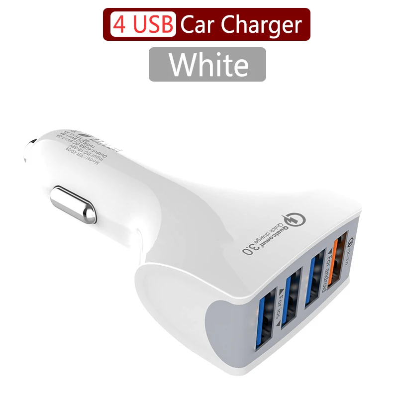 QC 3,0 быстрое зарядное устройство, автомобильные зарядные устройства для samsung Xiaomi huawei, адаптер быстрой зарядки, автомобильное зарядное устройство для мобильного телефона для iPhone iPad - Тип штекера: QC3.0 4 USB White