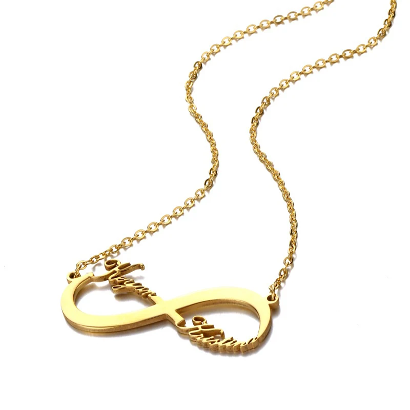 Заказное именное ожерелье персонализированный Золотой Цвет Бесконечность имя