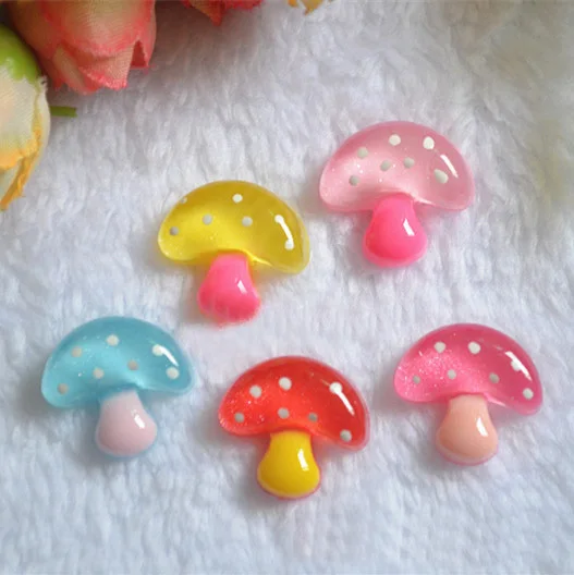 

100pcs Resin Flatback Mixed Colors Mushroom Scrapbooking Craft Decoration DIY