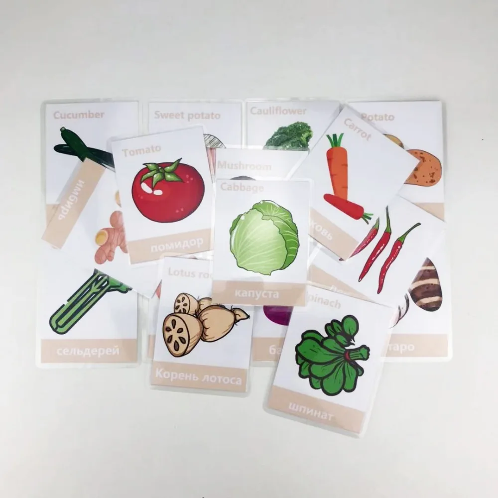 DDWE Обучающие русские английские Мультяшные Овощи Монтессори мандарин персонажи