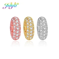 juya 4pcslot wholesale micro pave zirconia 11mm round spacer charm beads for fashion natural stones beadwork jewelry making