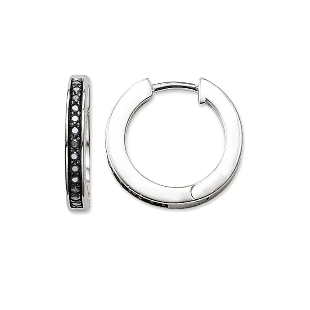 Серебряные однорядные черные циркониевые шарнирные серьги кольца 2018 модные в