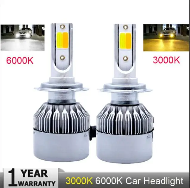 Dual Color Elglux H4 светодиодный фар автомобиля H7 светодиодный лампы H1 H11 9005 9006 светодиодный супер яркий свет 72W фары для 8000Lm авто лампа 3000K 4300K 6000K 8000K 12V - Испускаемый цвет: Dual Color