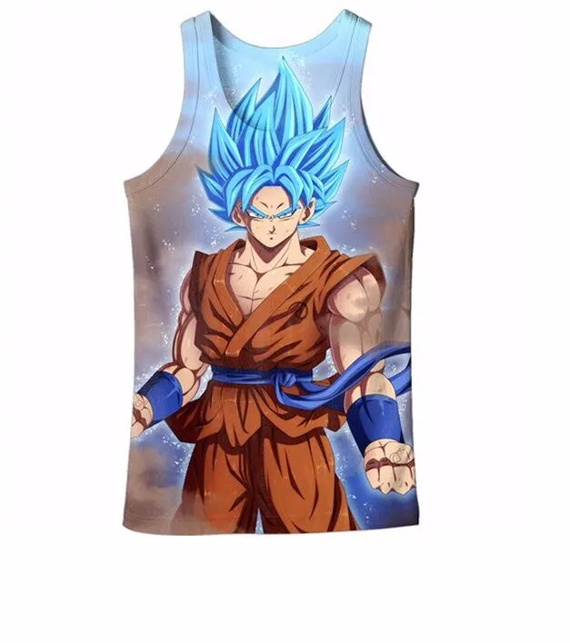 Новые Аниме Z Goku Супер Saiyan майки Гоку/Вегета/Majin Buu/Brolly футболка с печатью рубашка Мужчины Женщины-хипстеры 3D майка жилет