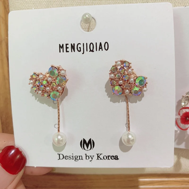 MENGJIQIAO новые элегантные розовые блестящие циркониевые цветочные круглые длинные висячие серьги для женщин Изящные Ювелирные изделия с микро-покрытием