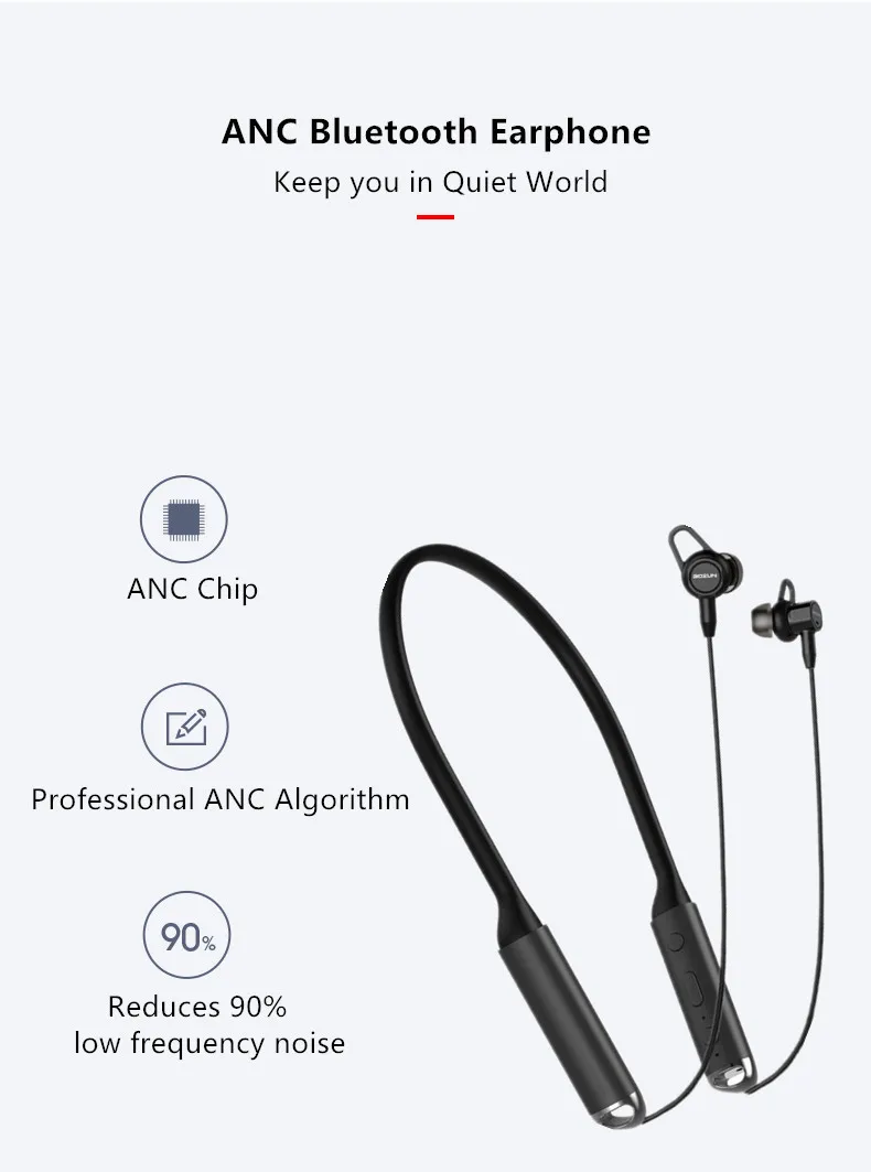 ANC наушники с активным шумоподавлением Наушники Bluetooth 4,2 наушники-вкладыши управление микрофоном магнитные спортивные музыкальные Беспроводные спортивные наушники