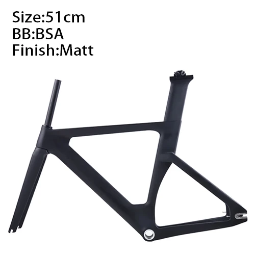 51cm matt Полный трековая карбоновая рама с BSA forks зажим для сиденья T800 фиксированные передачи углеродный след велосипедная Рама используется для гоночный велосипед frameShock a - Цвет: 51cm matt
