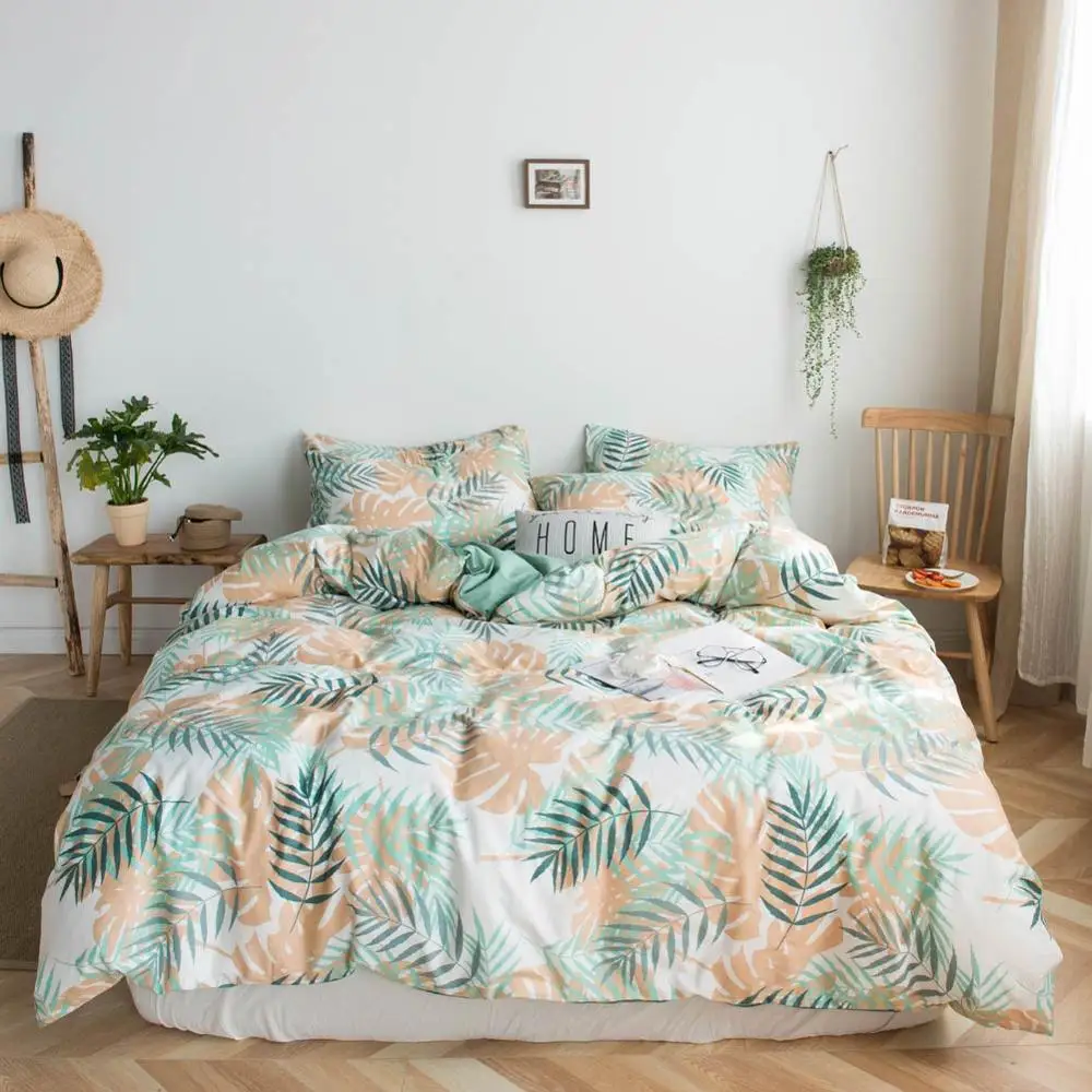 20192953 Pink Grey Yellow Hearts Bed Cover Duvet Cover Set Cotton Bedding Set Bedlinens Twin Queen King Flat Sheet Fitted Sheet - Цвет: 20192953