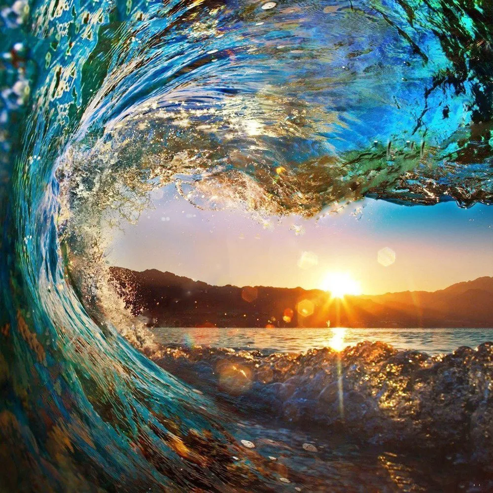 

Diamond Mosaic Scenery 5D DIY Square Diamond Painting Cross Stitch Sunset Embroidery Sea Wave Handicraft Picture Rhinestone