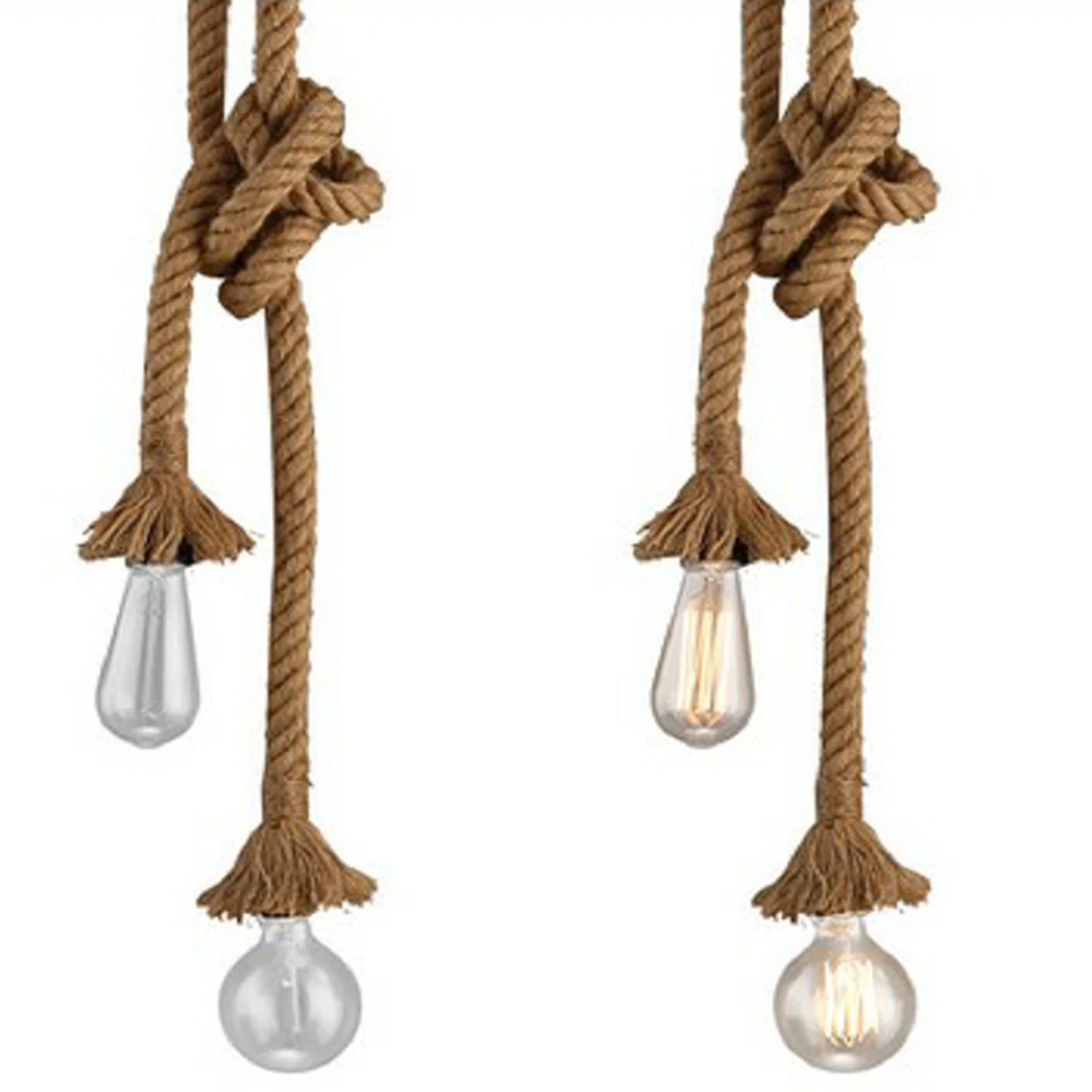 Vintage Hemp Rope Pendant Light AC90-260V Loft Creative Personality Industrial Retro Lamp Edison Bulb E27 Holder Hanging | Лампы и