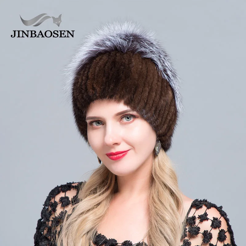 Новинка Лидер продаж эластичная меховая шапка JINBAOSEN женская для зимы настоящие